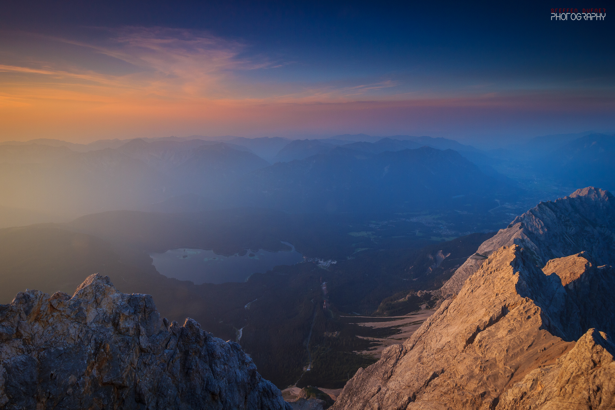 Zugspitze Sunset - View of the Eibsee, Austria