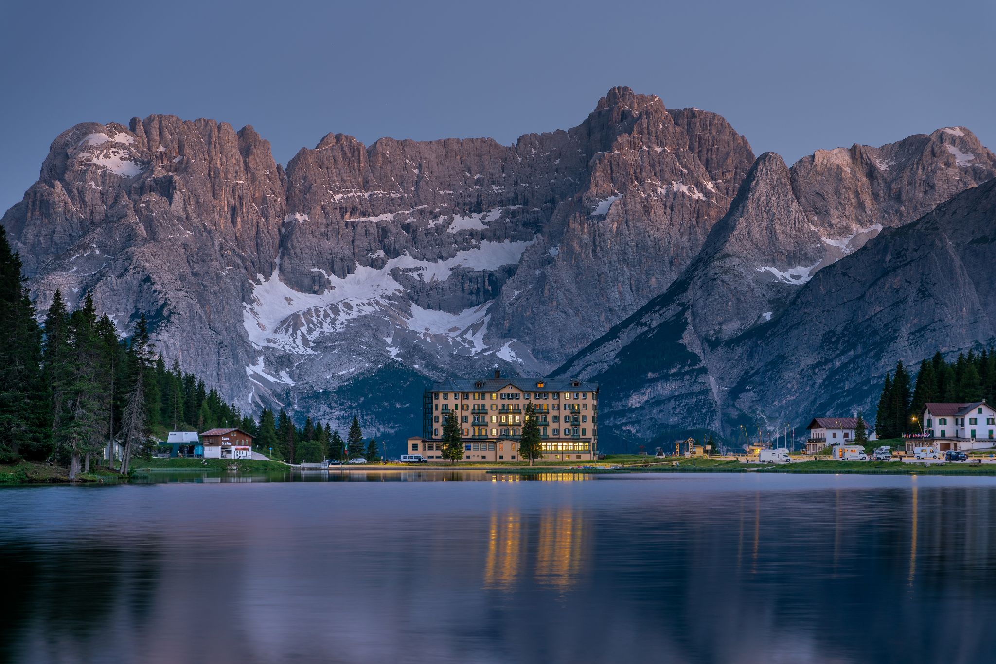 Lake Misurina In Blue Hour Italy