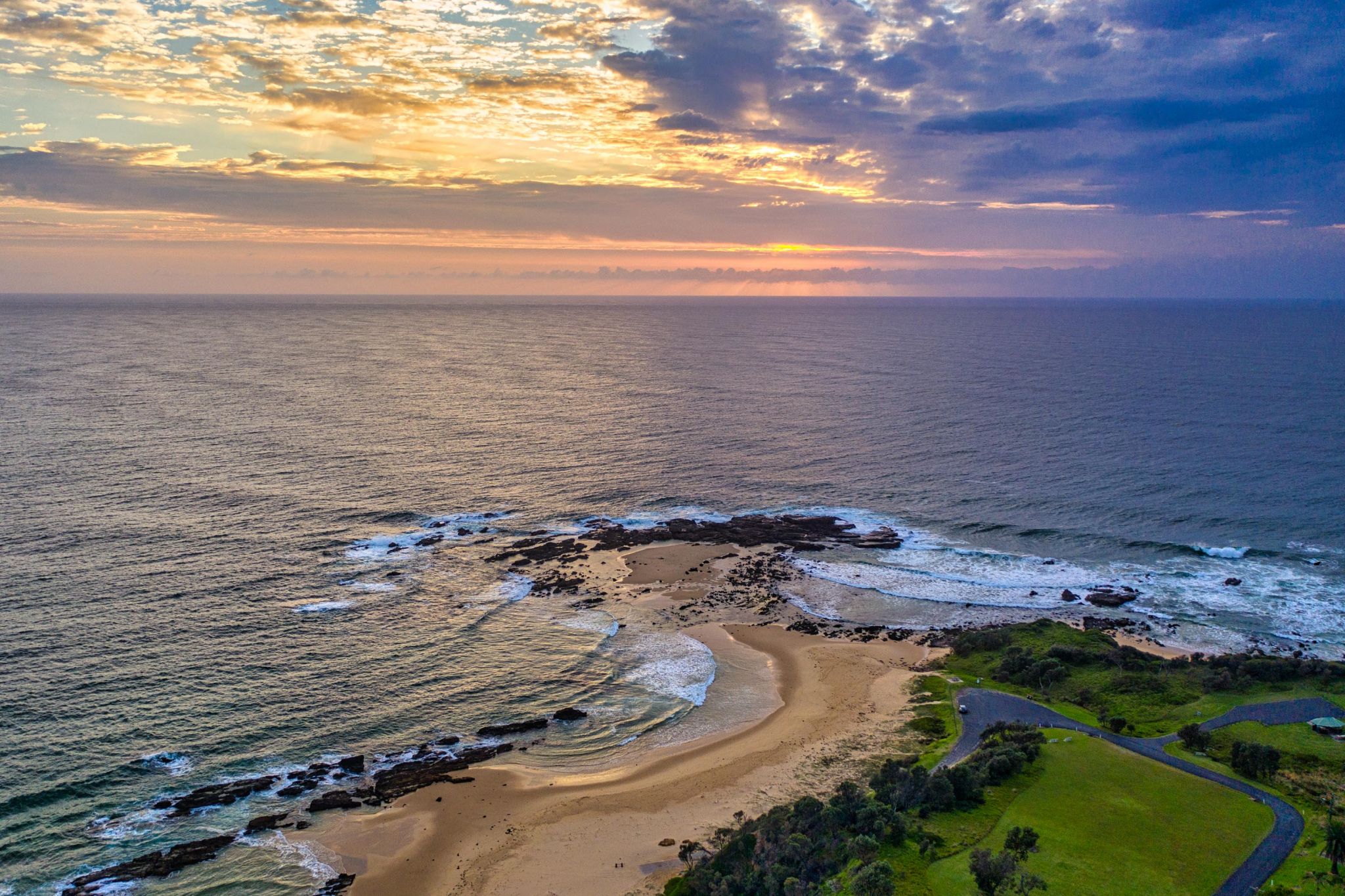 Sunrise drone Mystery Bay South Coast NSW, Australia